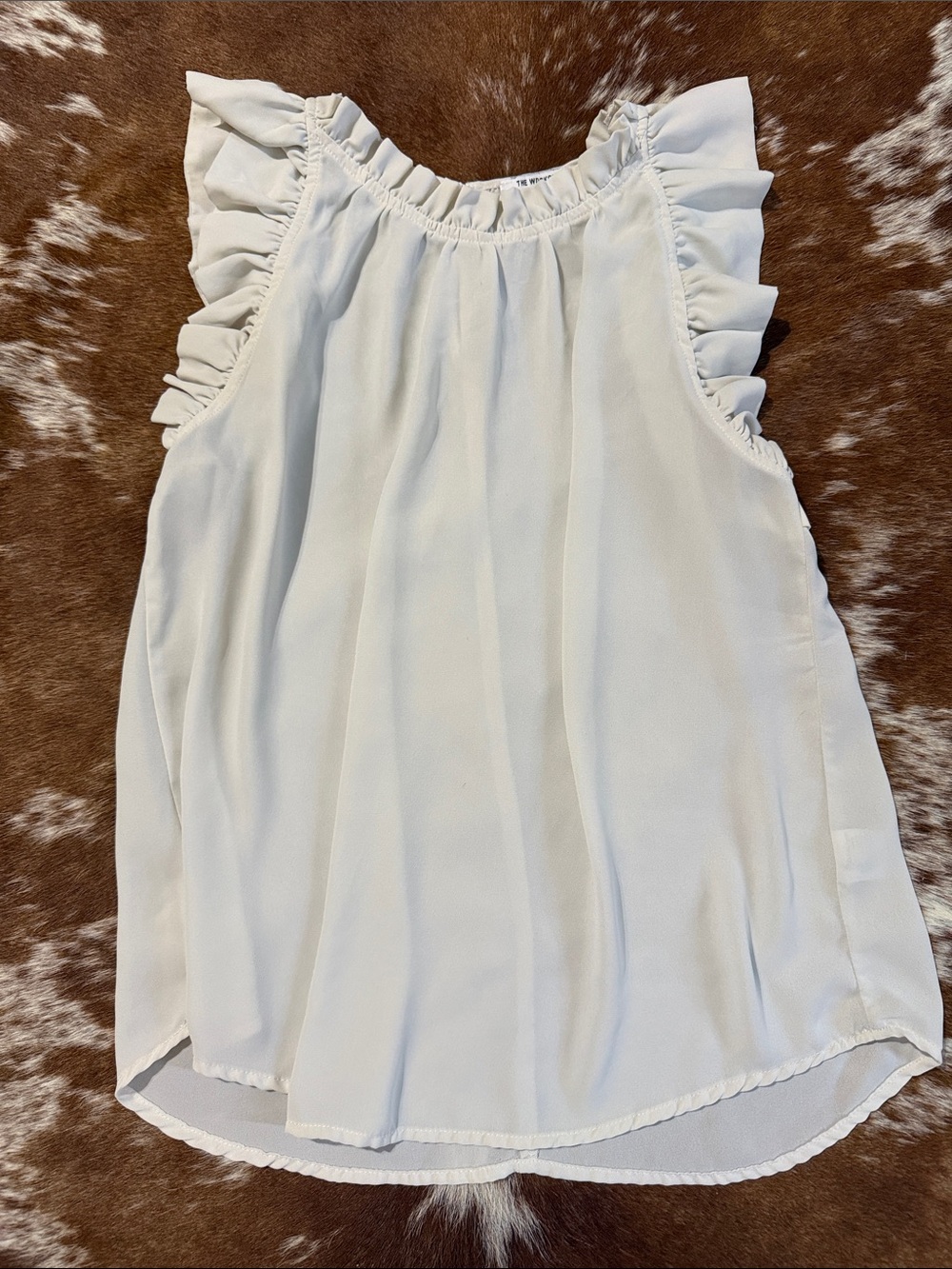 Ruffled Sleeveless Cream Tank Top